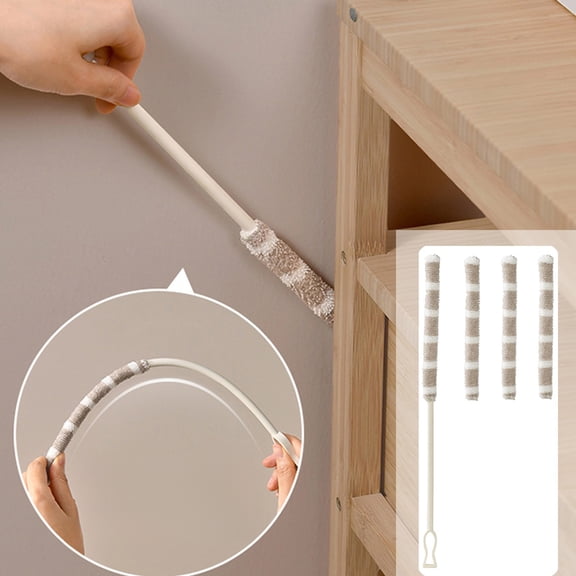 Dongrere Flexible Cleaning Stick with 3 Replaceable Cloths, Multi Functional Dust Remover Wand for Home Bathroom Kitchen Use, 14 Inch