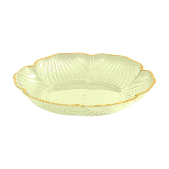Dongrere Flower Shaped Plastic Plate with Gold Rim, Easy to Clean, Dinner Plate for Kitchen Counter, 6.3x1 Inch, Green