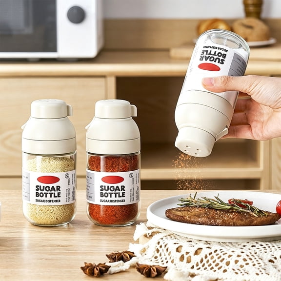 Dongrere Glass Dosing Salt Shaker, Seasoning Dispenser Container, Moisture-proof Seasoning Shaker for Kitchen BBQ Cooking
