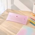 thumbnail image 1 of Dongrere Glitter Clear Snap Pencil Case, Envelope Style Transparent Sparkle Stationery Bag for College Home Office Pen Makeup Storage, Purple, 1 of 7