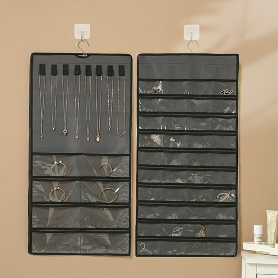Dongrere Jewelry Organizer Hanging for Closet Door Earring Holder Organizer with Multiple Compartments