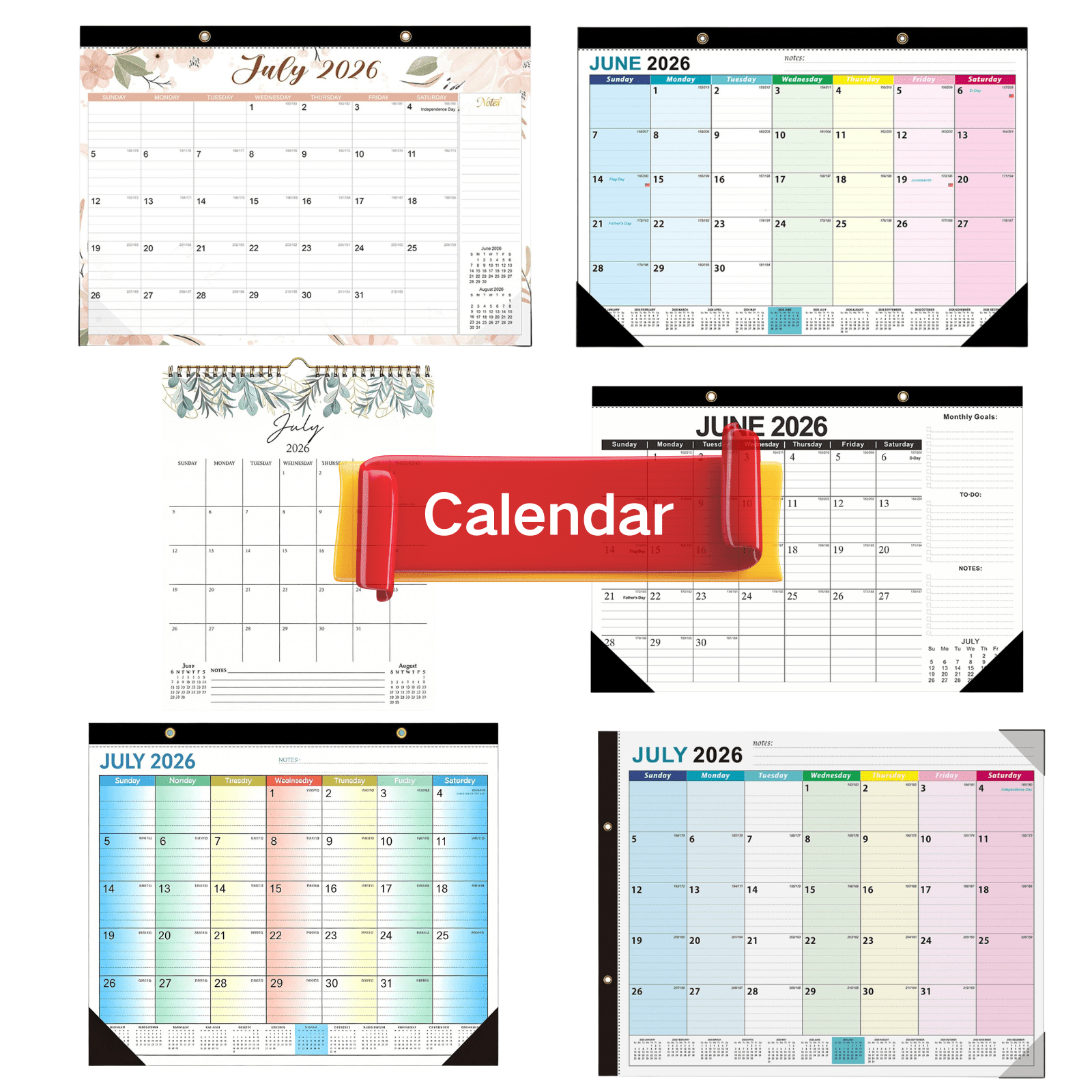 Dongrere Jun. 2026 - Dec. 2027 Wall Calendar, Hanging Planner with Goals & To-Do List for Home & Office, 17x12 Inch