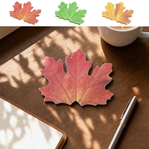 Dongrere Maple Leaf Shaped Self-Stick Note Pads, 25 Sheet/Pad, Fall Themed Sticky Notes for Thanksgiving Office Desk Decor, Orange