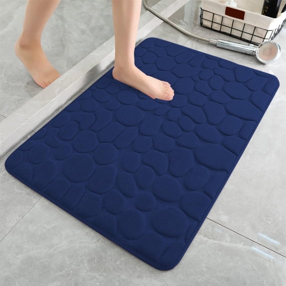 Dongrere Memory Foam Bath Mat Absorbent Bathroom Rug, Non-Slip Comfortable Bath Mat for Bathroom Shower, 31.5x20 Inch, Blue