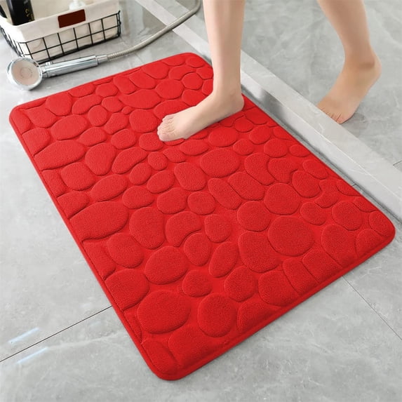 Dongrere Memory Foam Bath Mat Absorbent Bathroom Rug, Non-Slip Comfortable Bath Mat for Bathroom Shower, 31.5x20 Inch, Red