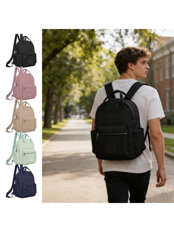 Dongrere Mini Backpack for Women Men, Lightweight Laptop College Backpack Small Bag for Travel Gym Work Supplies, Black