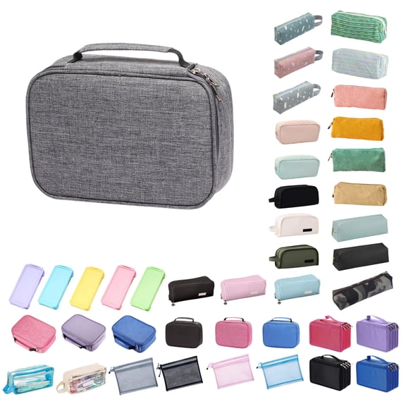 Dongrere Multifunction Zipper Pencil Case,Nylon Pencil Pouch Large Capacity Holder Pouch Pen Bag Colored Pencil Pen Box Gray
