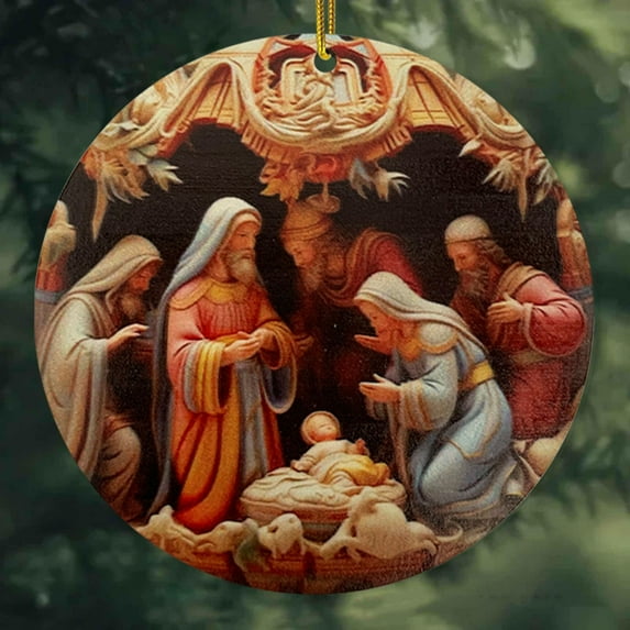 Dongrere Nativity Acrylic Ornaments 8cm Christmas Tree Decor, Religious Christmas Ornament for Car Rearview Mirror, Home, Tree Decor, Party & Gifts