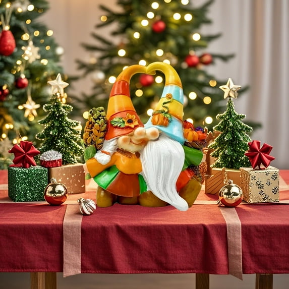 Dongrere Orange Figure for Christmas Decor Resin Faceless Gnome Statue for Valentine's Day - Hand-Painted Outdoor Ornament for Garden Decor