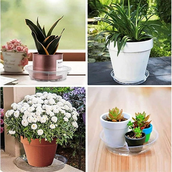 Dongrere Plant Saucer Transparent Plant Tray for Indoor and Outdoor Planting Plastic Pot Tray 5Pcs 10In