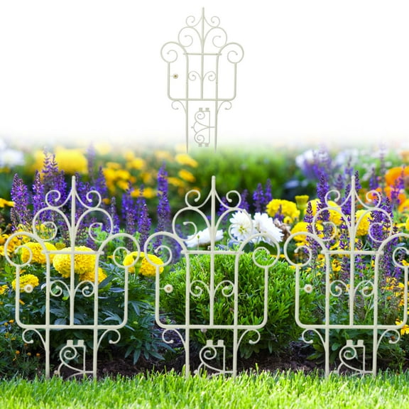 Dongrere Plastic Picket FenceGarden Edging Fence Stackable Design for Flower Beds & Yard Decoration, Plant Borders & Lawn Edging
