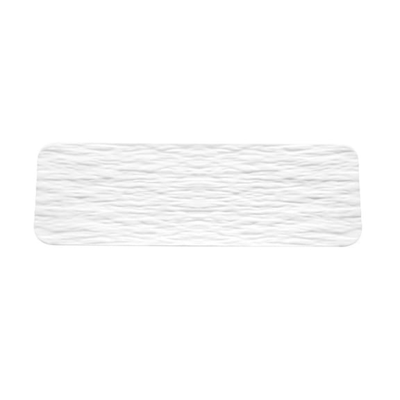 Dongrere Plastic Rectangular Serving Plate, Textured Serving Platter, Lightweight Food Tray for Sushi Dessert Fruits Appetizers Dining Table Party Use, White