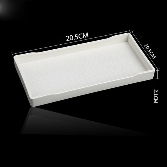 Dongrere Plastic Serving Tray, White Rectangular Tray for Coffee Drinks Wine Tea Bar Party Towel Seasoning Home Deco, 8.1x4.1x0.8 Inch