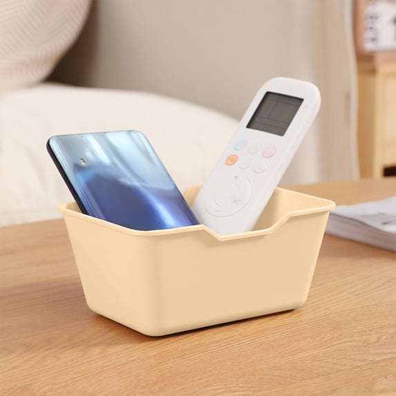 Dongrere Plastic Storage Bin, Small Desktop Organizer Tray Storage Container for Home Bedroom Bathroom Office Use, Beige