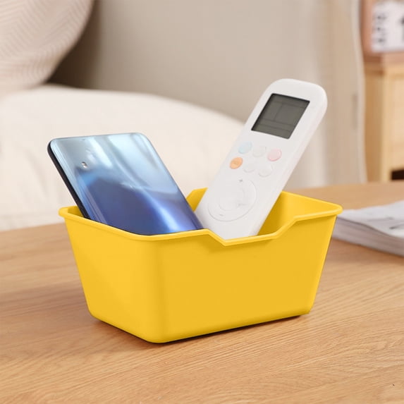 Dongrere Plastic Storage Bin, Small Desktop Organizer Tray Storage Container for Home Bedroom Bathroom Office Use, Yellow