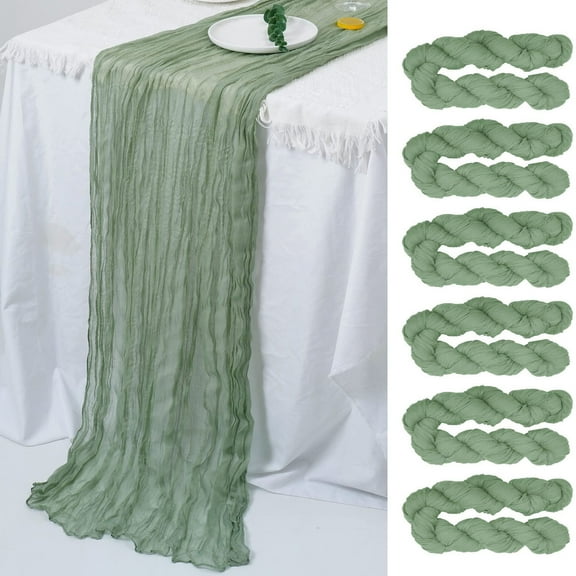 Dongrere Pleated Cheesecloth Table Runner Gauze Table Runner Rustic Tablecloth for Wedding Decoration Reception Party, 35.4x71 Inch