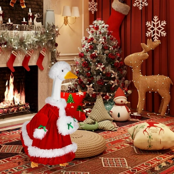 Dongrere Porch Goose Outfits for Christmas Garden Decor Red Outfit for Yard Goose Statue Goose Clothing for Holiday Gift