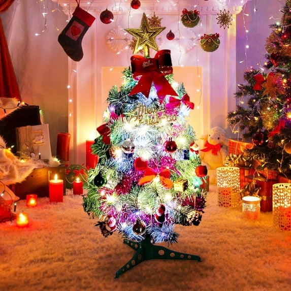 Dongrere Pre-Lit Mini Christmas Tree Tabletop Decor for Home, Party & Desktop - Reusable Small Christmas Tree Tree