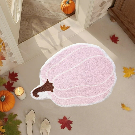 Dongrere Pumpkin Bathroom Rugs Fall Decorating Bath Mats Non-slip Bathroom Rugs Thanksgiving Doormat Fall Decoration for Home