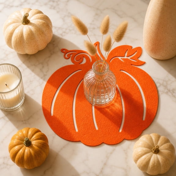 Dongrere Pumpkin Shaped Placemat, Heat Resistant Autumn Harvest Table Mat, Table Place Mat for Dining Coffee Table Home Party
