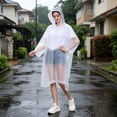 thumbnail image 1 of Dongrere Reusable Rain Poncho, Hooded Waterproof Lightweight Rain Cape, Raincoat for Women Men Outdoor Hiking Travel Use, White, 1 of 6