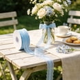 thumbnail image 1 of Dongrere Scalloped Edge Lace Ribbon Hollow Floral Woven Decorative Tape Gift Wrapping for Christmas Wedding Birthday Party Use, 1.2x866 Inch, Sky Blue, 1 of 6