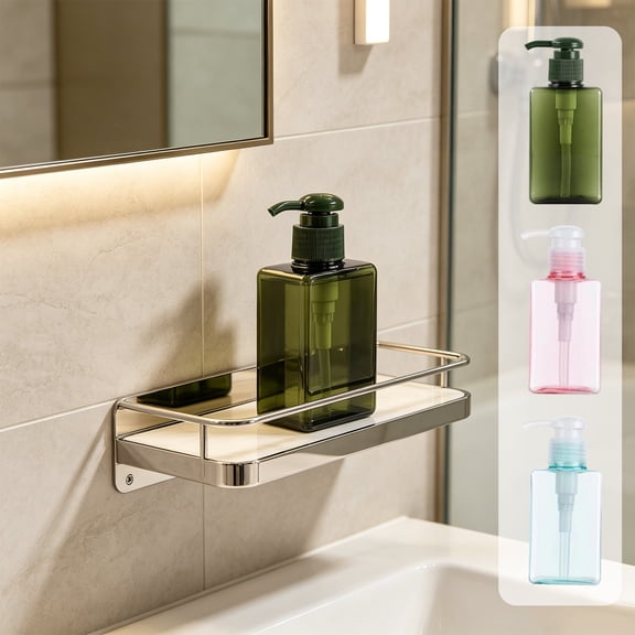 Dongrere Square Refillable Pump Bottle Dispenser, Plastic Clear Soap Dispenser for Hand Soap Shampoo Lotion Bathroom Sink Kitchen Counter, Green