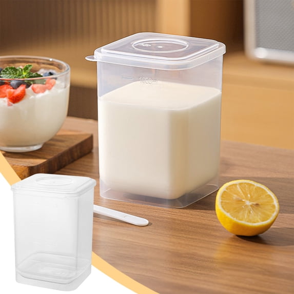 Dongrere Square Storage Container with Lid, Plastic Food Storage Container, Clear Freezer Yogurt Container, 4x4x5.6 Inch