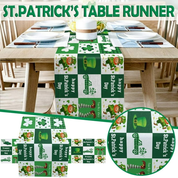 Dongrere St. Patrick's Day Table Runners Set Green Party Decorations Table Linens for Irish Day Spring Wedding Party Supplies, 13"x70"