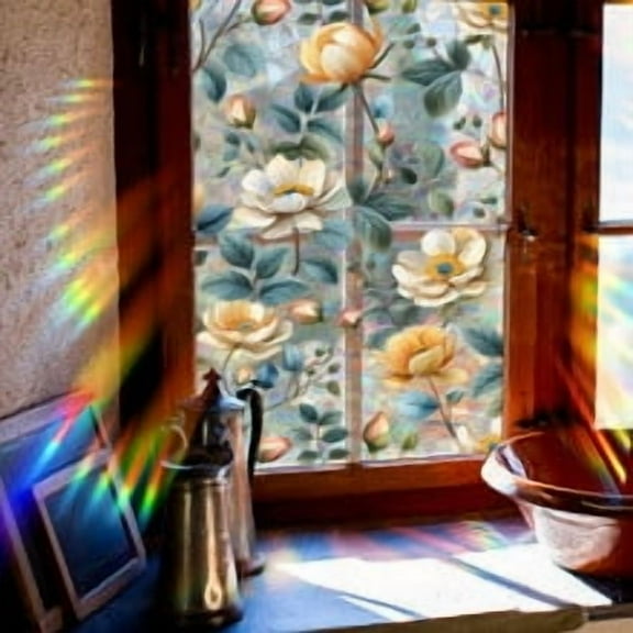 Dongrere Stained Glass Window Film Reflective Window Film Decorative Window Stickers for Home and Kitchen