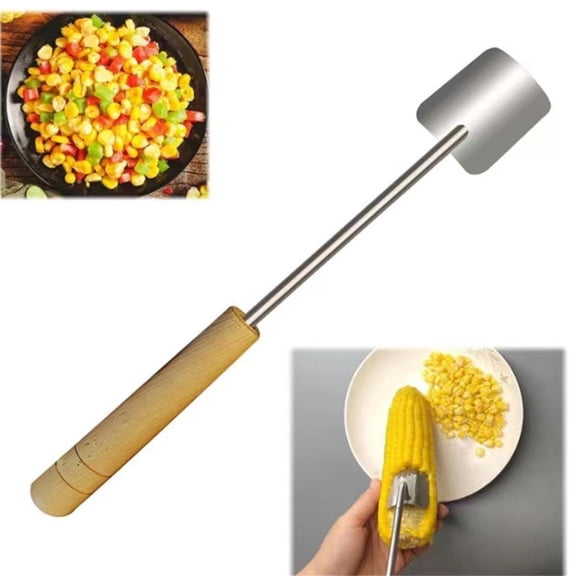 Dongrere Stainless Steel Corn Peeler, Corn Kernel Remover Tool with Wooden Handle, Corn Stripper Peeler for Home Kitchen Prep, 10.4x1.6 Inch