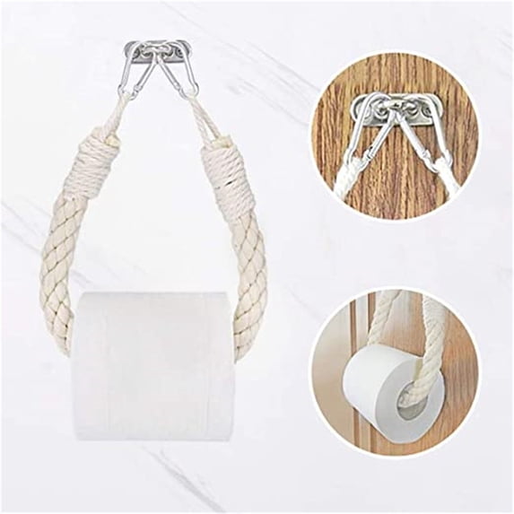 Dongrere Toilet Paper Holder, Rope Rolls Paper Holder Portable for Bathroom Kitchen Entryway Bedroom, 18.9 Inch