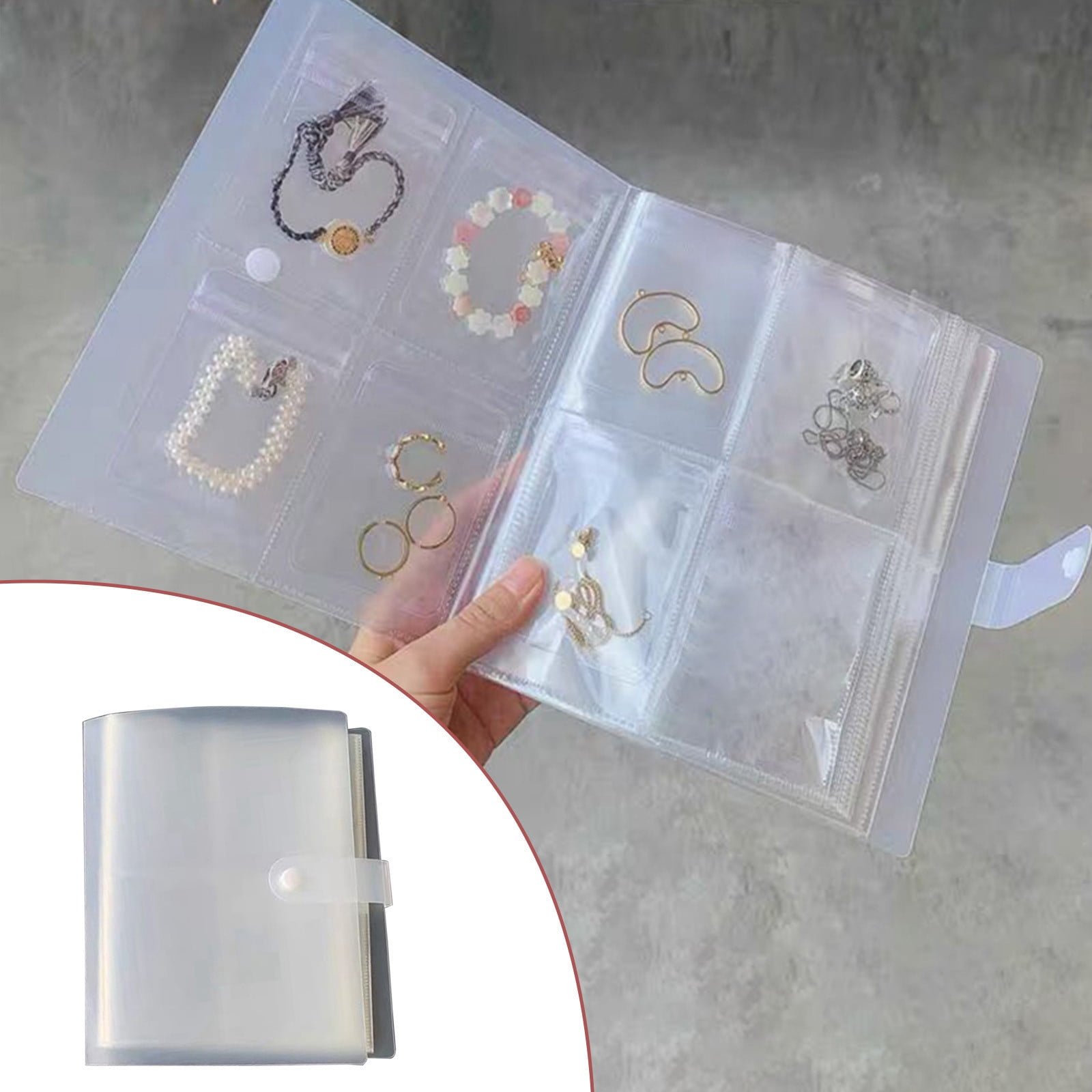 CHILDWEET 10-Compartment Wood Grain Jewelry Organizer Box With Glass Lid - Portable Display Case