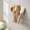 thumbnail image 1 of Dongrere Wall Mount Clear Plastic Utensil Holder, Kitchen Cutlery Organizer for Fork Spoon Knife, Transparent Caddy for Cabinet Door Pantry, L Size, 1 of 7