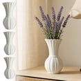 thumbnail image 1 of Dongrere White Plastic Flower Vase, Imitation Ceramic Ribbed Vase for Home Office Tabel Centerpiece, 9.6 Inch, 1 of 6