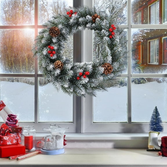 Dongrere Winter Wreaths for Front Door Outdoor Christmas Wreath for Year-Round Decorating Holiday Garland for Window Mantel Decor
