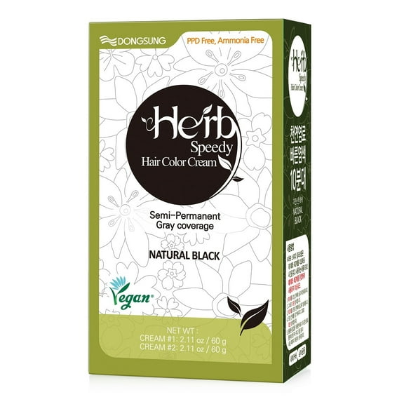 Dongsung Herb Speedy PPD, Ammonia Free Hair Dye Odorless No More Eye & Scalp Irritations from Coloring for Sensitive Scalp Natural Black Color