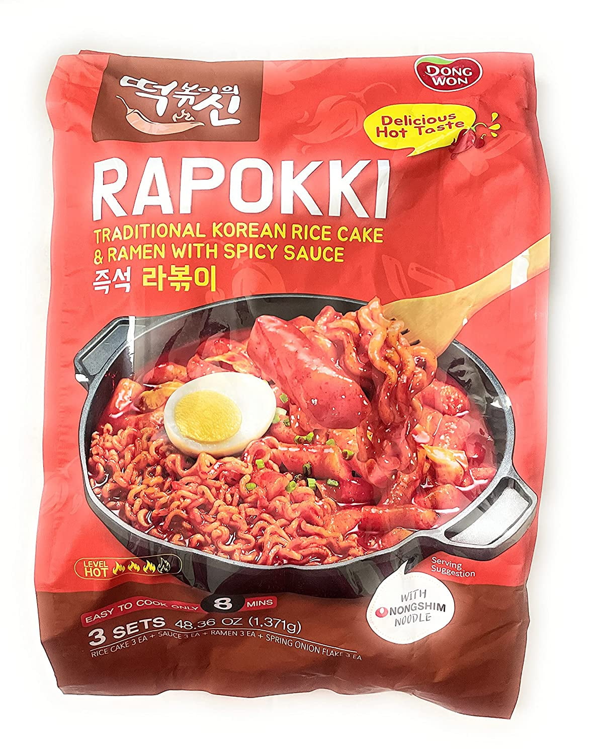 Dongwon Rapokki Traditional Korean Rice Cake & Ramen with Spicy Sauce, 48 Ounce