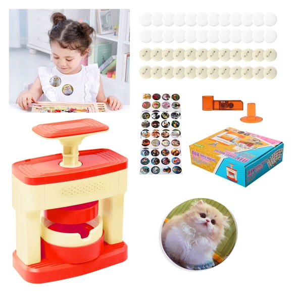 Dongyi 55mm Button Maker Machine with 48 Pcs Supplies-DIY Badge Maker Kit for Kids Crafts,Includes Circle Cutter & Button Parts,Perfect for School Projects & Party Favors