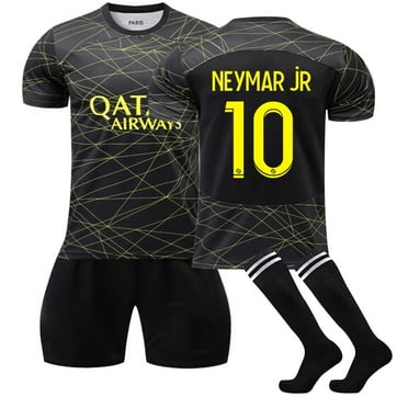Dongzhu 22/23 French FC Third Away Game Soccer Jersey, #10 NEYMAR Soccer Jersey, Adult Short Sleeve Soccer Jersey 3 Piece Set, #10/XL
