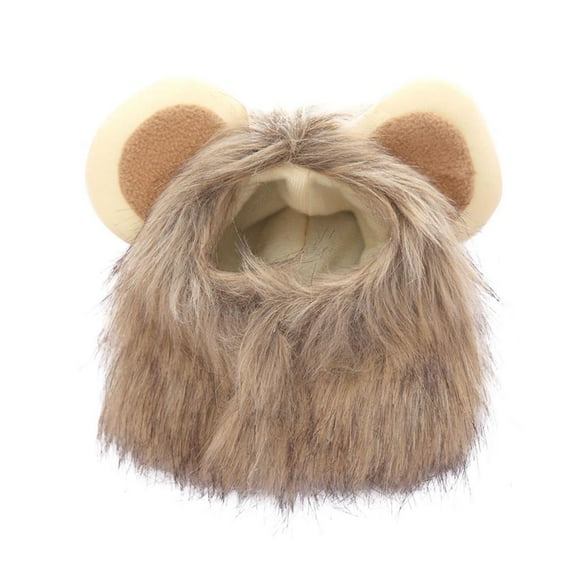 Dongzhur Furry Pet Hat Costume Lion Mane Wig For Cat Halloween Up With Dress Ears
