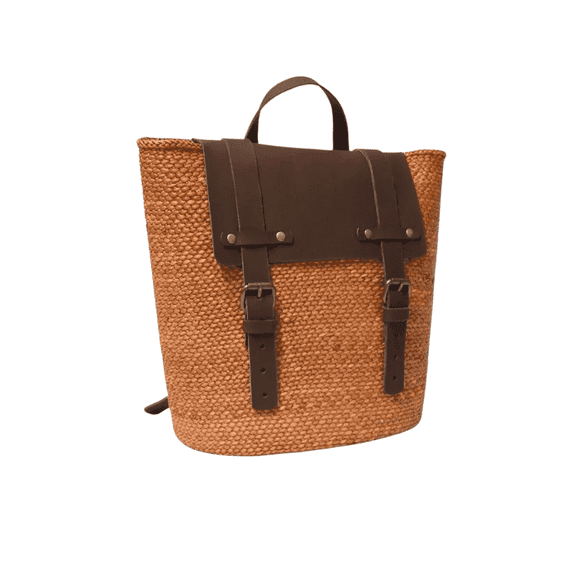 Donia Collection Leather and Milulu Grass Handbag, Yellow, 1-Piece
