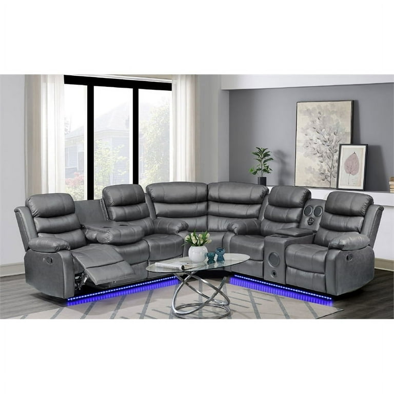 Faux leather clearance reclining sectional