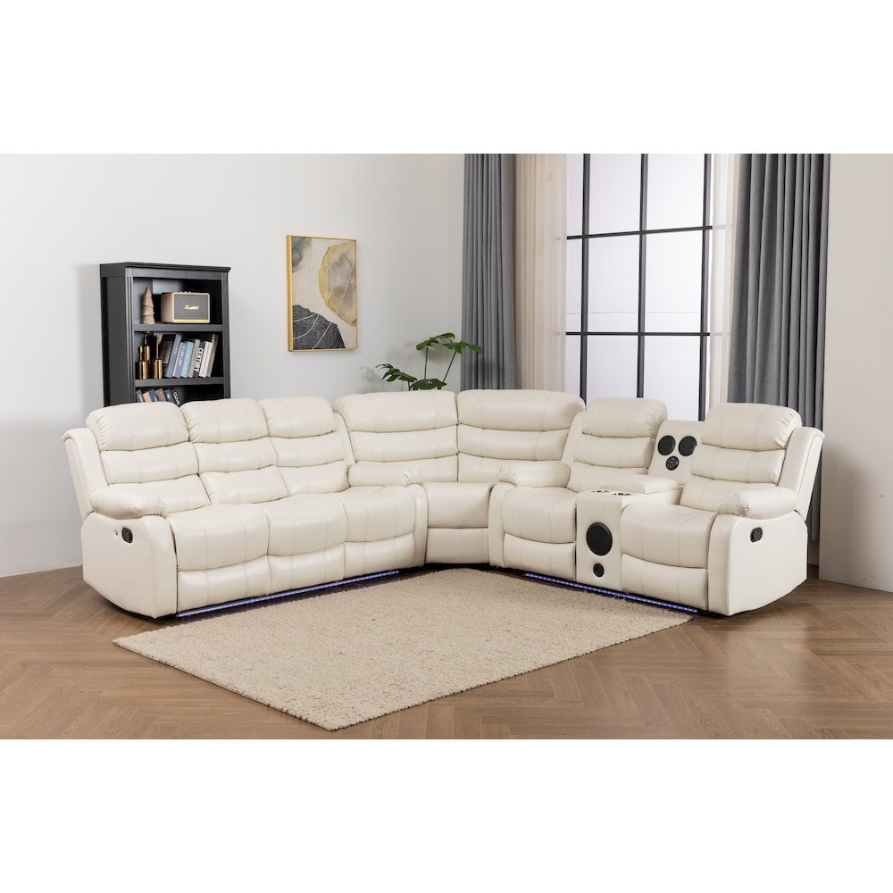 Donivi LED Power Reclining Sectional Sofa, Faux Leather, Living