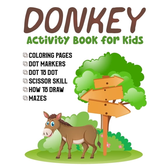 Donkey Activity Book for kids: Color, Solve, Create, and More - Perfect for Kids! (Paperback)