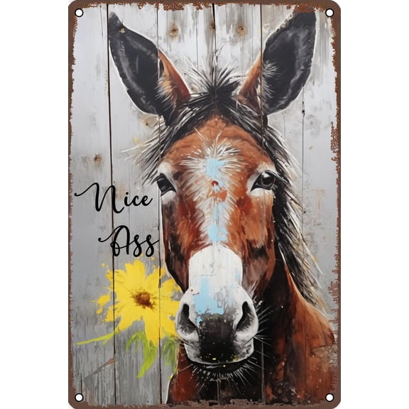 Donkey Bathroom Decor Metal Tin Sign Funny Bathroom Toilet Sign Nice Wall Artwork Donkey Wall Art Poster Room Decor for Home Signage Gifts 12x8 Inches