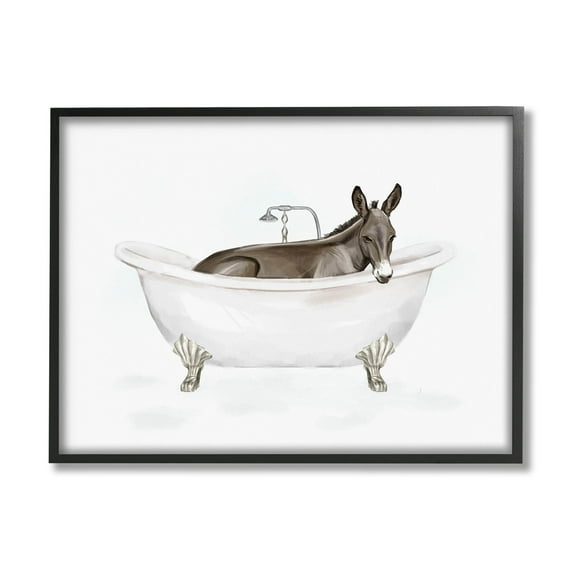 Donkey Bathroom Tub Animal Animals & Insects Graphic Art Black Framed Art Print Wall Art