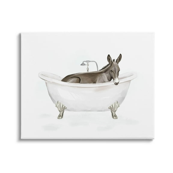 Donkey Bathroom Tub Animal Animals & Insects Graphic Art Gallery Wrapped Canvas Print Wall Art
