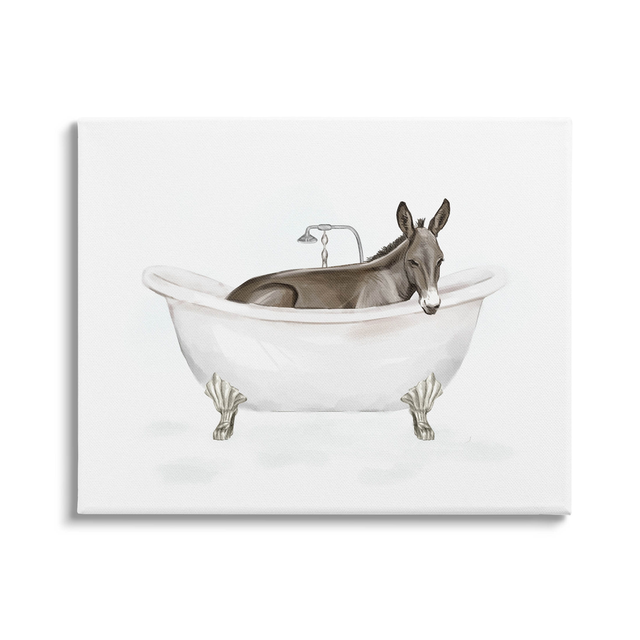 Donkey Bathroom Tub Animal Animals & Insects Graphic Art Gallery Wrapped Canvas Print Wall Art