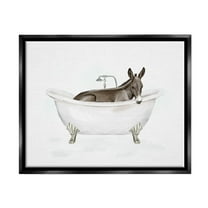 Donkey Bathroom Tub Animal Animals & Insects Graphic Art Jet Black Framed Art Print Wall Art